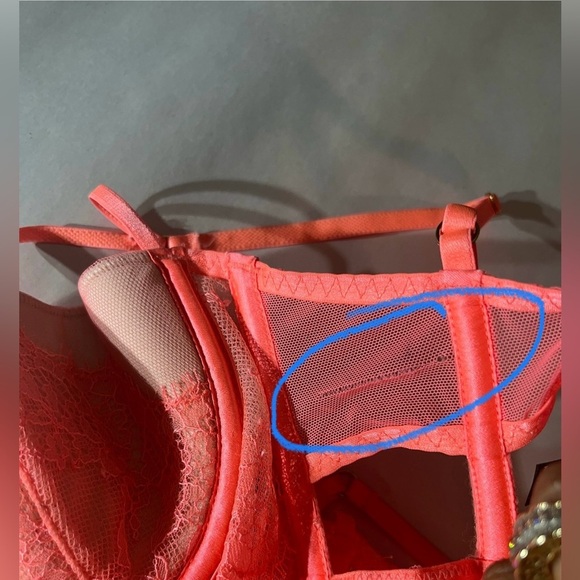 Victoria Secret Whimsigoth Bra Slip Fairy Dress 34C orange peach sheer Nightie - Picture 8 of 11